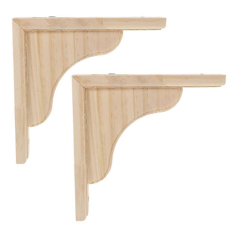 Floating Shelves with Triangle Brackets Solid Wood for Kitchen and Office 2Pcs