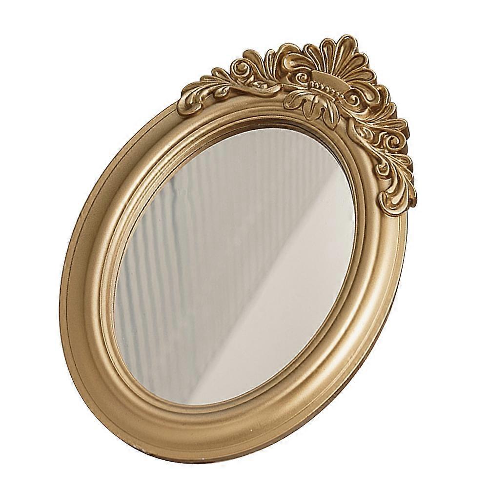1PC Vintage Mirror Tray with Delicate Golden Ornament for Photo Props and Adornment