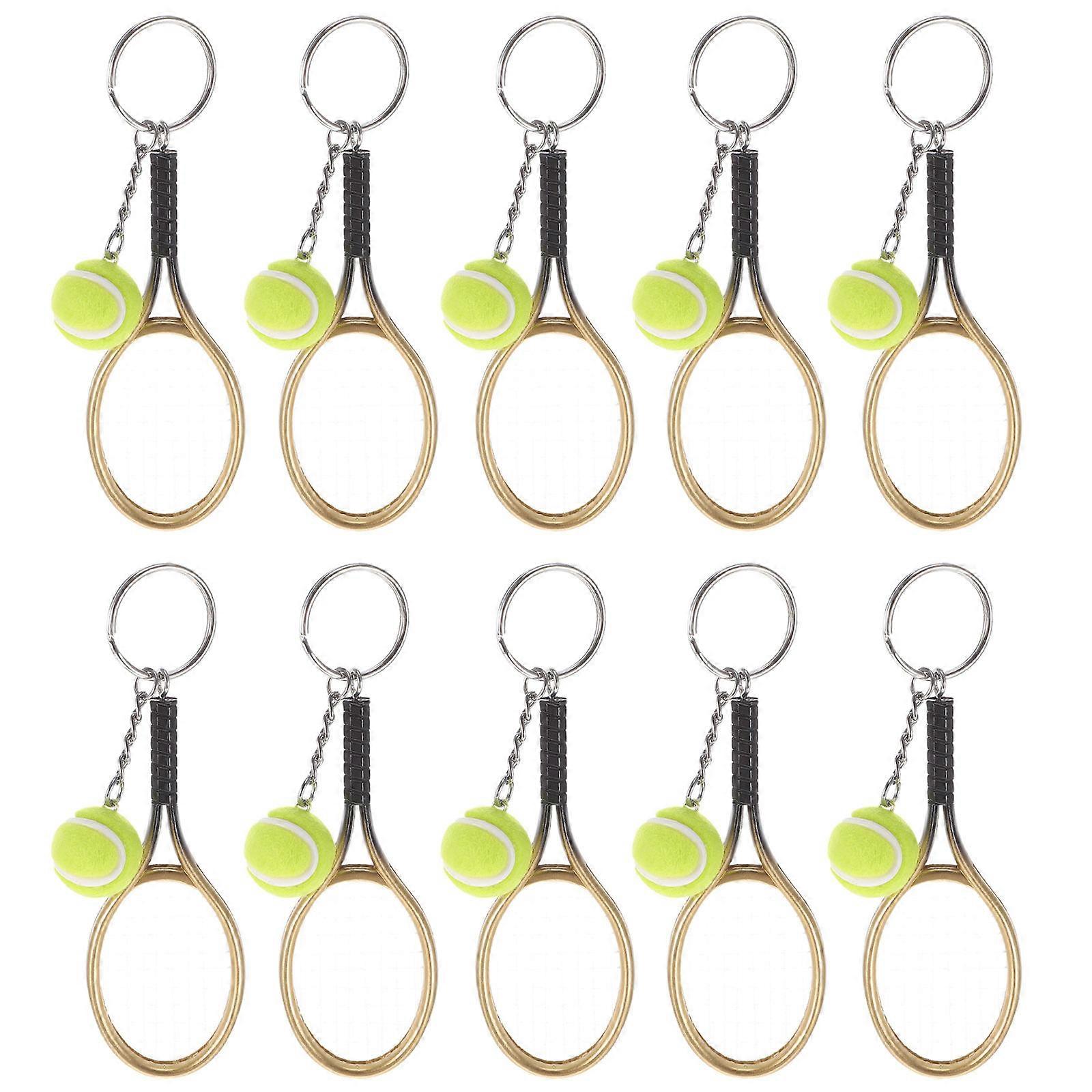 Here's a refined and professional product description for your **10pcs Tennis Keychain Set**:
**10 Pack Tennis Keychains with Ball & Racket