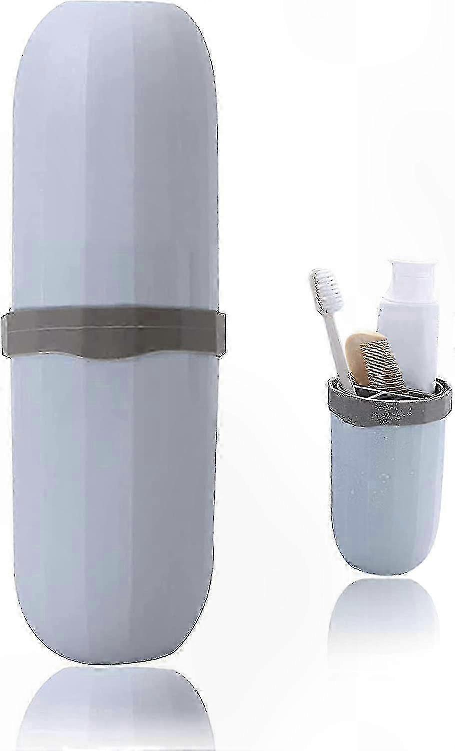 Portable Toothbrush and Toothpaste Holder with Protective Case for Travel - Blue