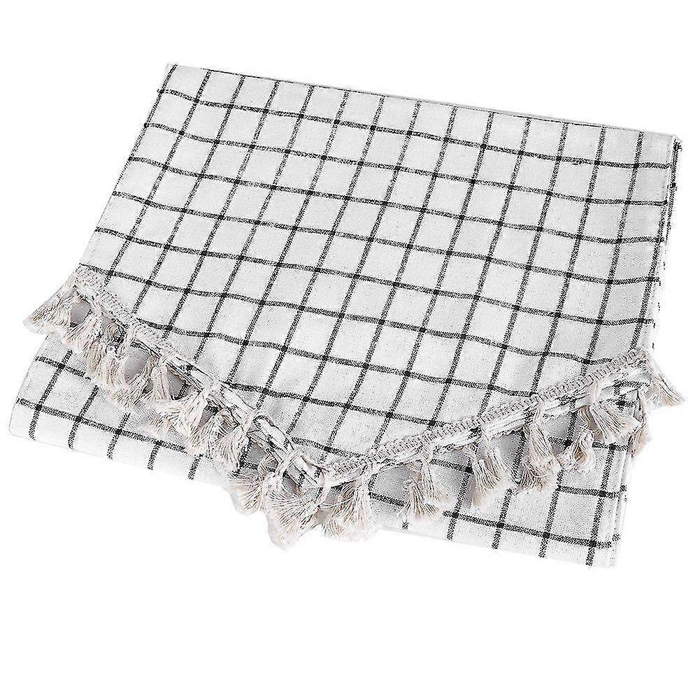 Plaid Pattern Cotton Linen Table Runner Cloth for Dining Table Decoration - Stylish 12x55 Accent Piece