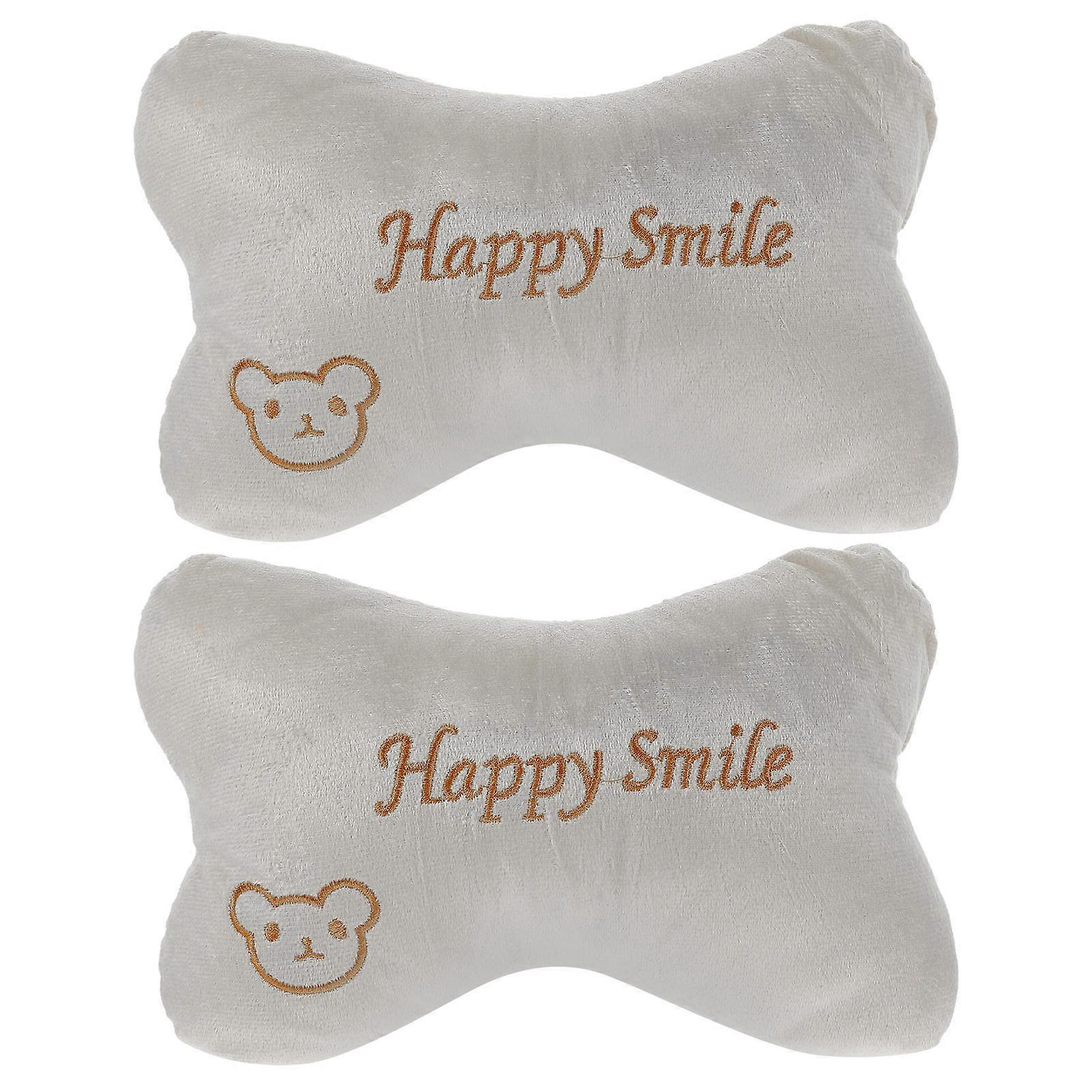 Grey Car Neck Pillow for Driving Comfortable Headrest Cushion with PP Cotton and Flannel 2pcs