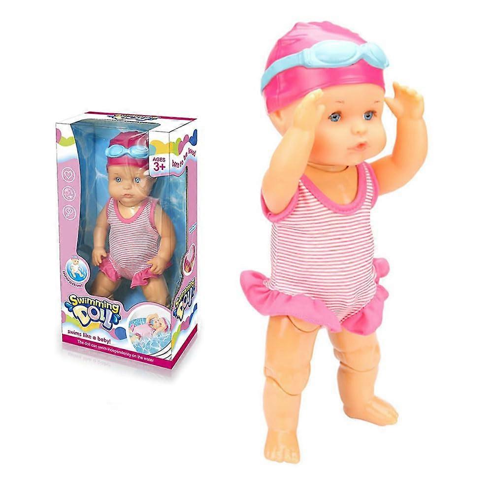 Electric floating doll for bath, waterproof batteryoperated bathtub toy with movable limbs, realistic floating pool doll for kids.