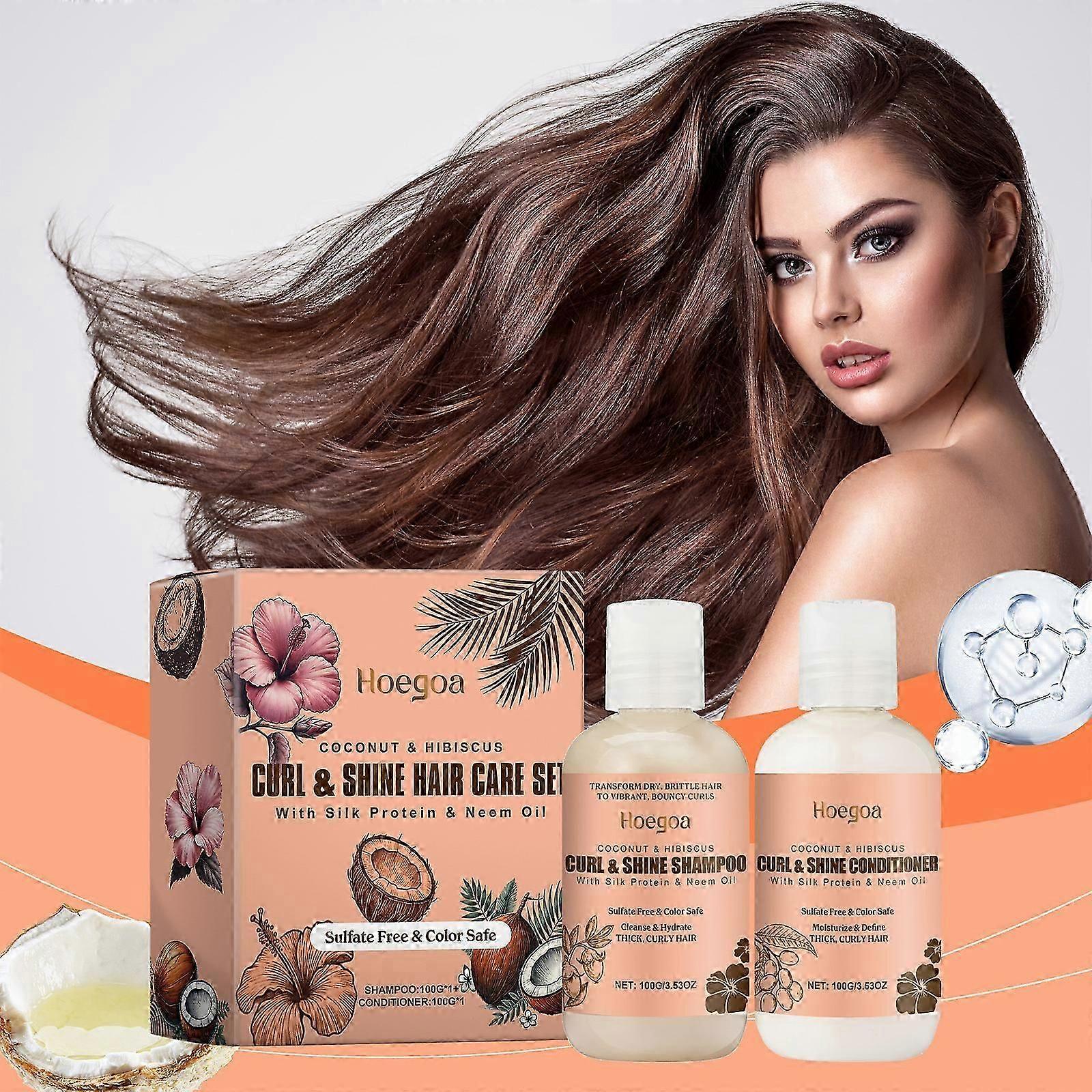 Coconut Moisturizing Shampoo Set Cleansing and Moisturizing Conditioner Hair Curls Stretch and Volumizing shampoo