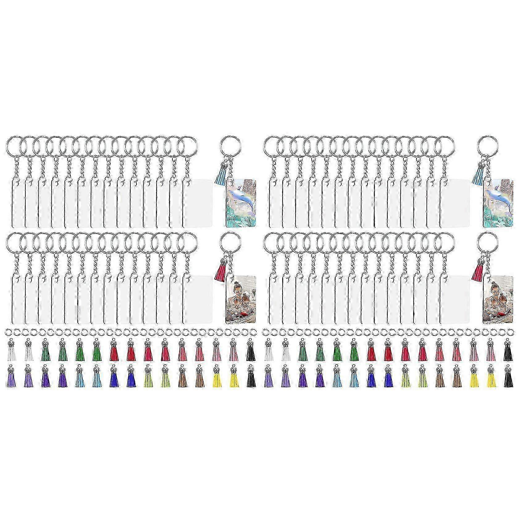 Sublimation Keychain Blanks Bulk, 240Pcs Sublimation Keychain Blanks Set with Tassels, Keychain Cir