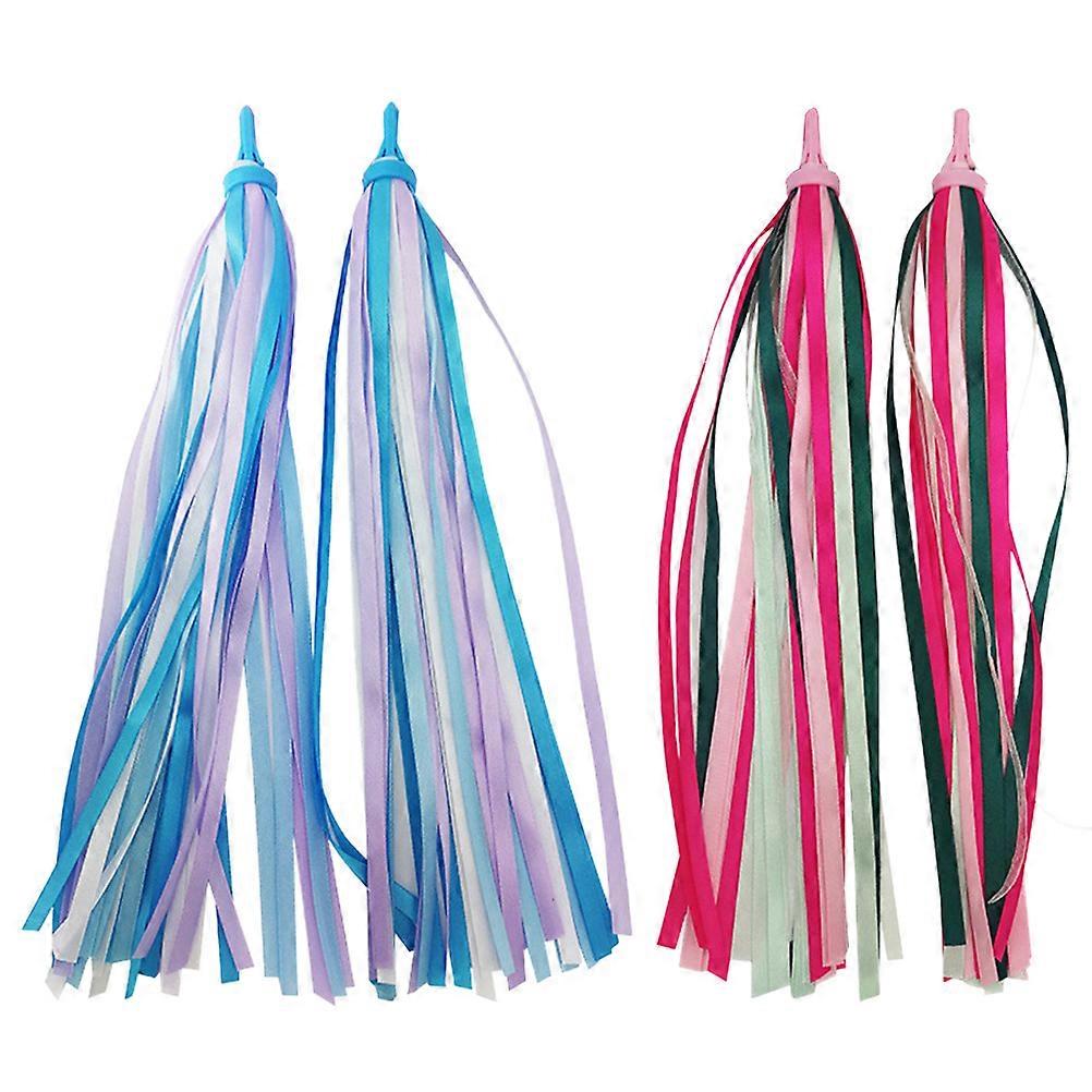 Decorative Handlebar Ribbon Streamers 4Pcs Glossy Suitable For Kids Bikes And Scooters