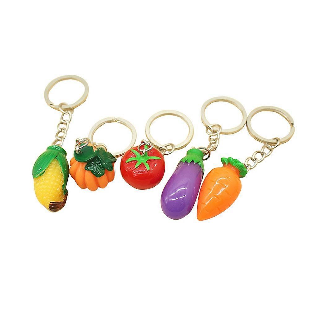 10pcs Vegetable Resin Plastic Keyrings Charm Pendants Bag Key Rings Keychains Random Style