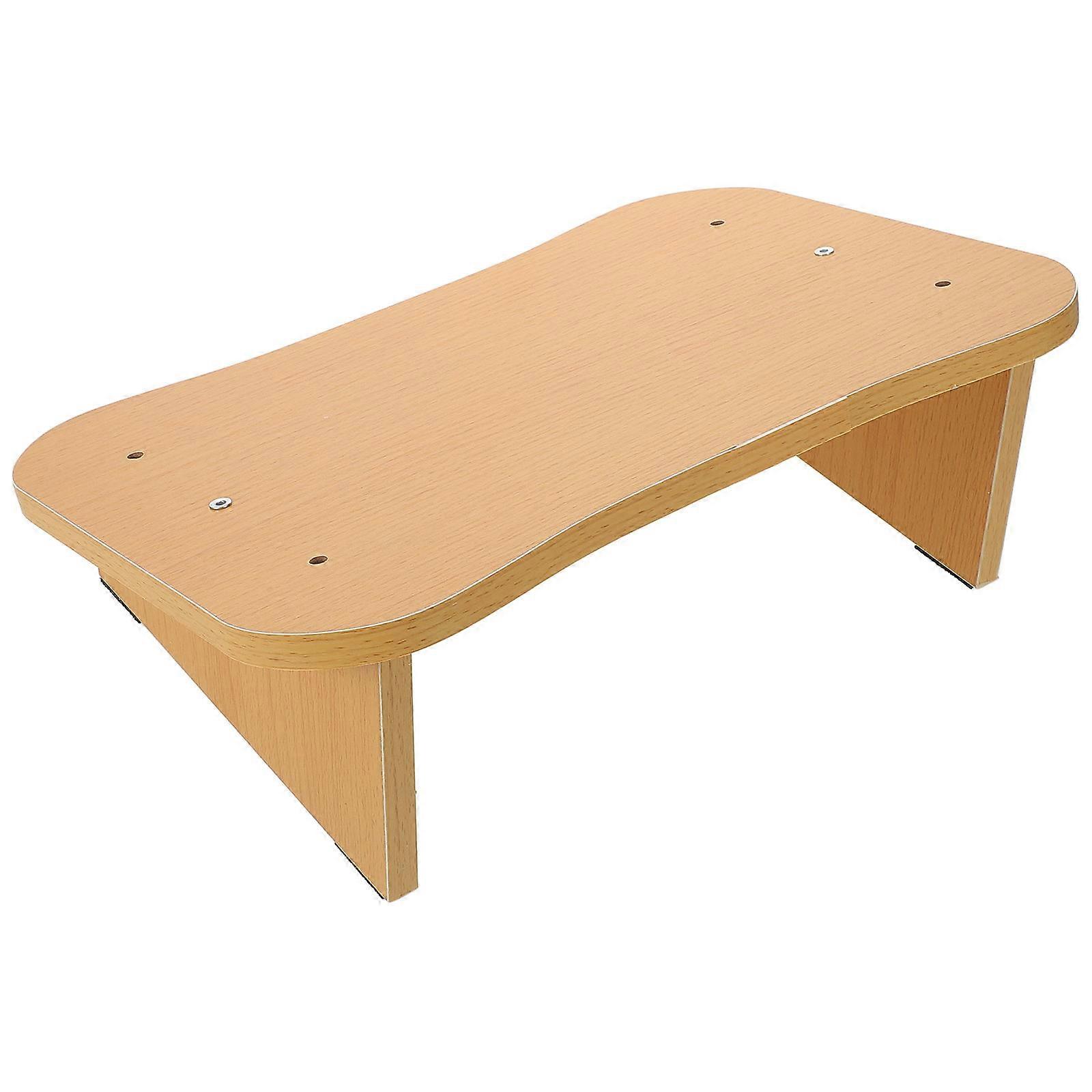 Wood Footstool For Desk Non-slip Feet Stand In Office Space 1Set Khaki Finish