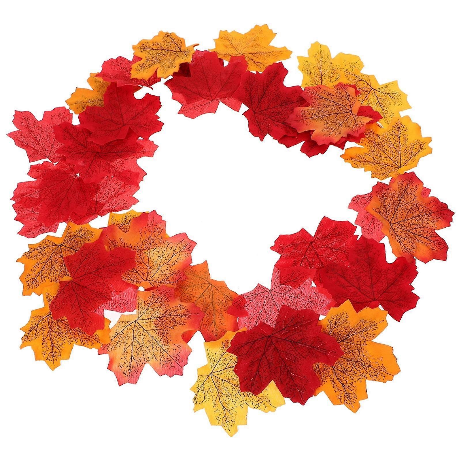 200pcs Autumn Fall Leaves Decor, Artificial Cloth Maple Leaf Decorations for Thanksgiving, Wedding, Party & Home