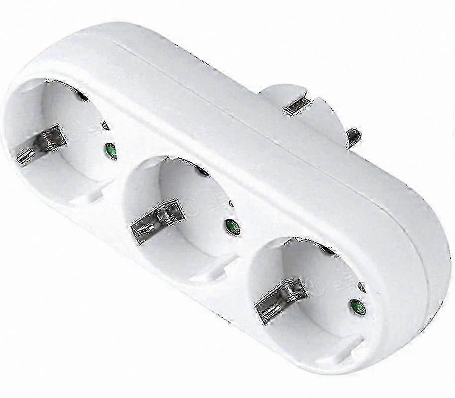 3-Outlet Socket Adapter, 16A/250V Multi Plug Wall or Table Power Solution