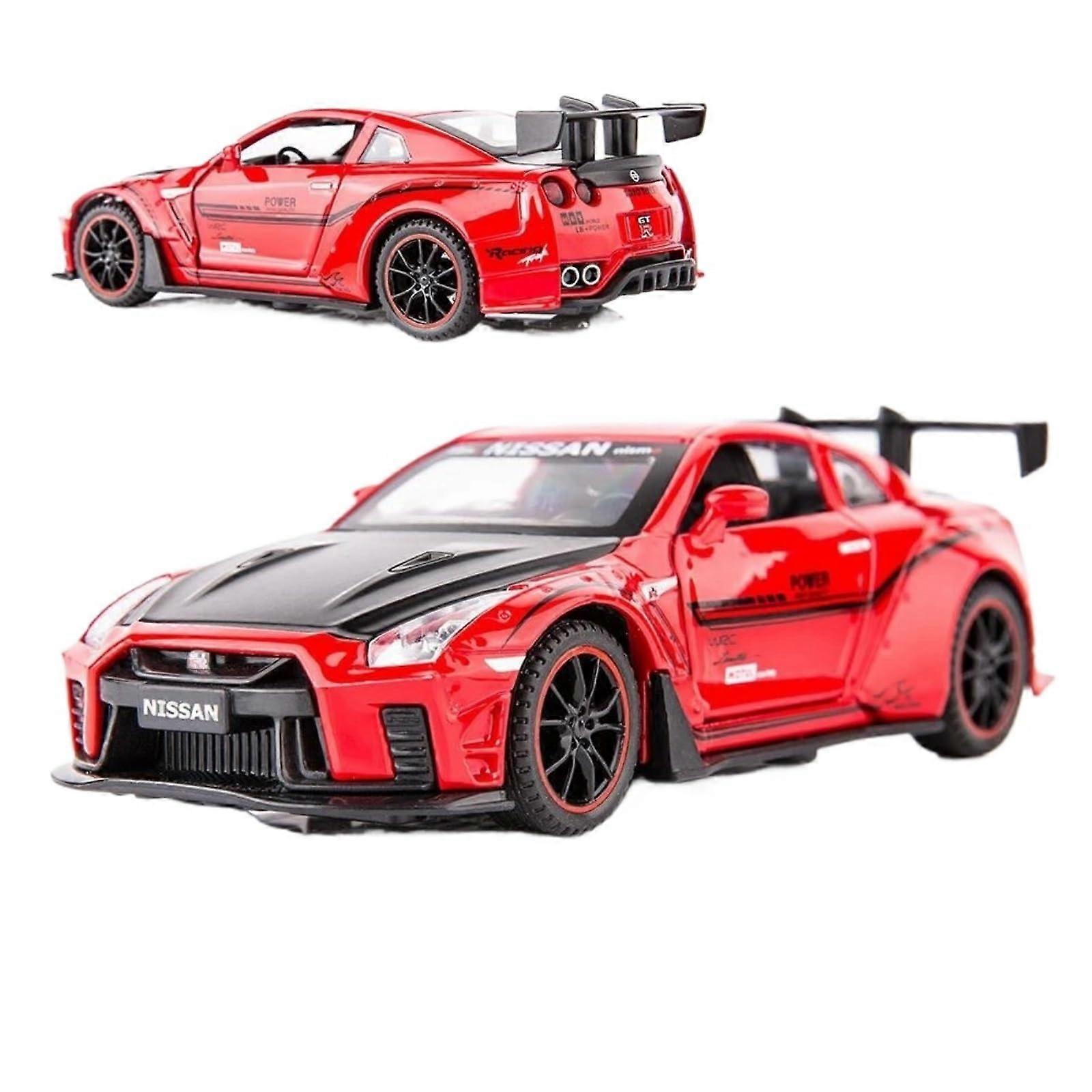 GTR R35 R34 1:32 Scale Diecast Model Car with Open Doors, Pullback Function, Lights, and Sound in Red