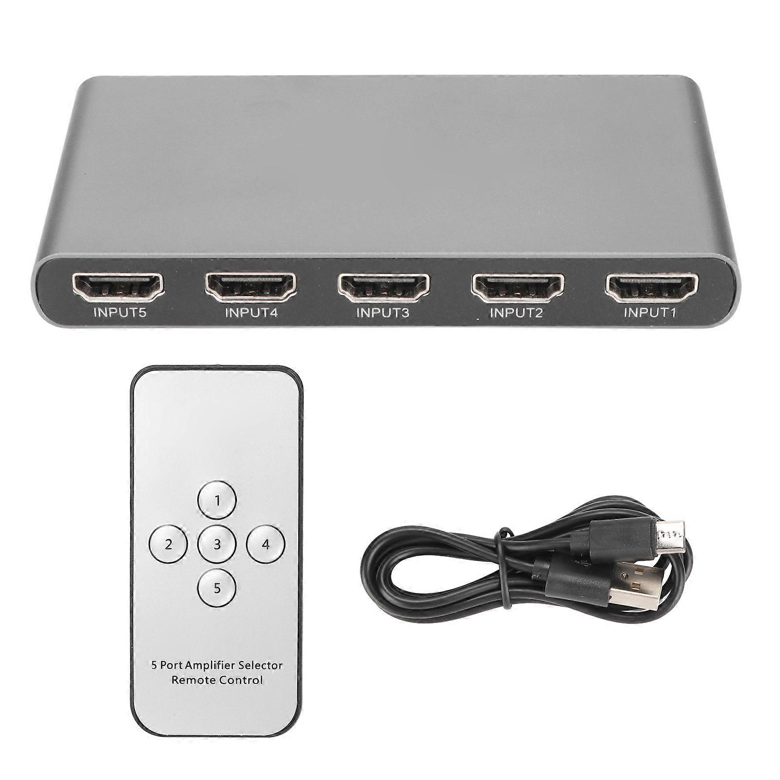 SWH51 5x1 HDMI Switcher 4K 60Hz with Remote Control, Supports 4Kx2K Resolution