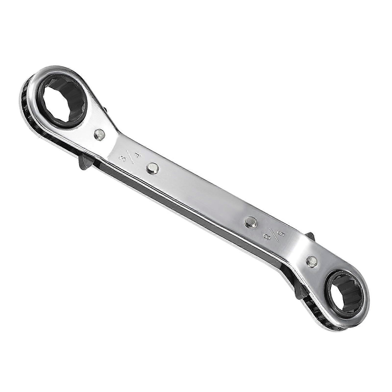 Double-Sided Offset Ratchet Wrench with Reversible Function, SAE 3/4 to 5/8 Inch, Cr-V Material for Automotive Repairs