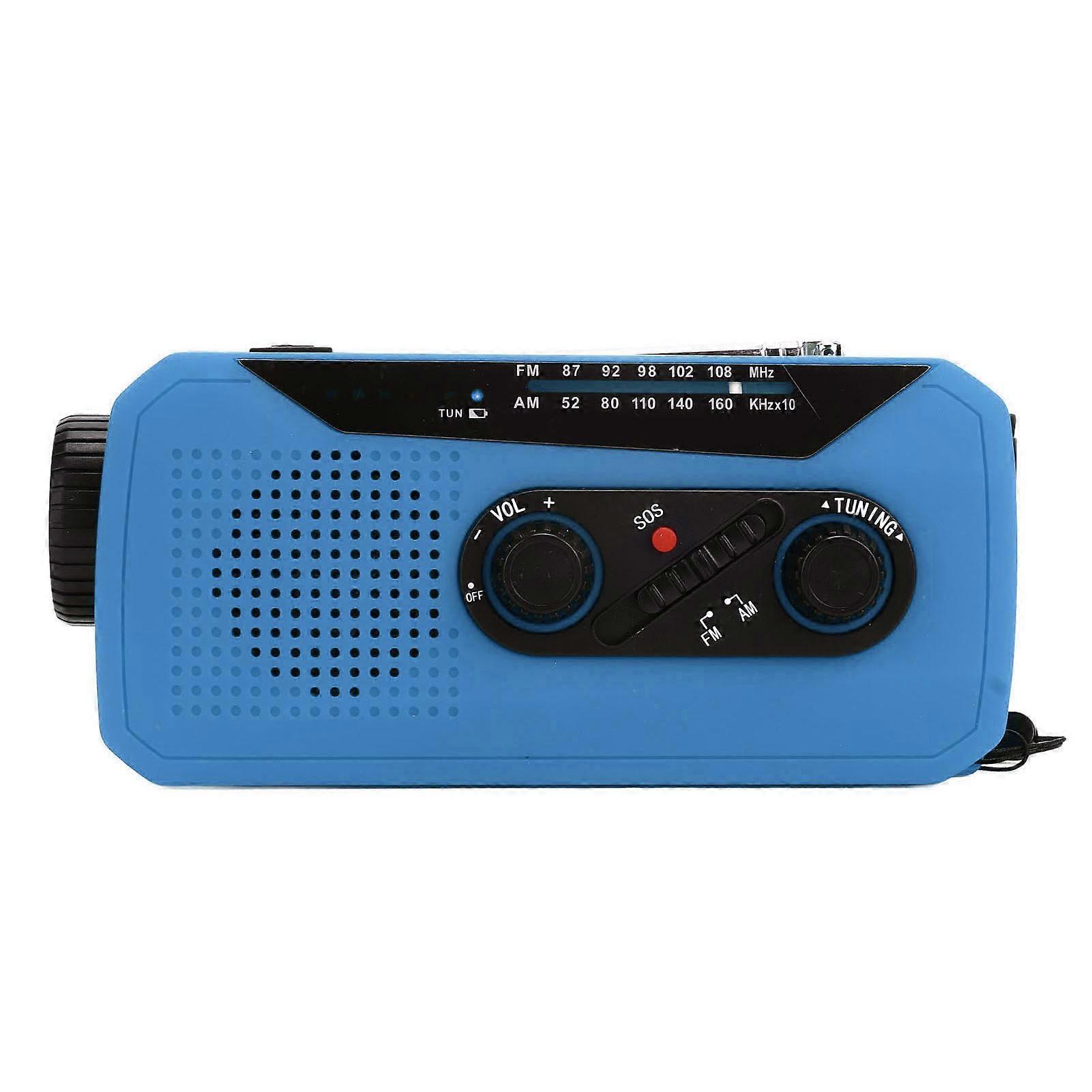 Emergency Radio Hand Power Generation Solar Radio with LED Flashlight 2000mah Charging for Camping HikingBlue EU Type