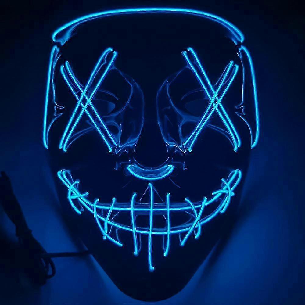 ハロウィーンマスク、LEDライトアップパージマスク、パージマスクコスチューム、ハロウィーンマスクコスチューム男性女性キッズブルー