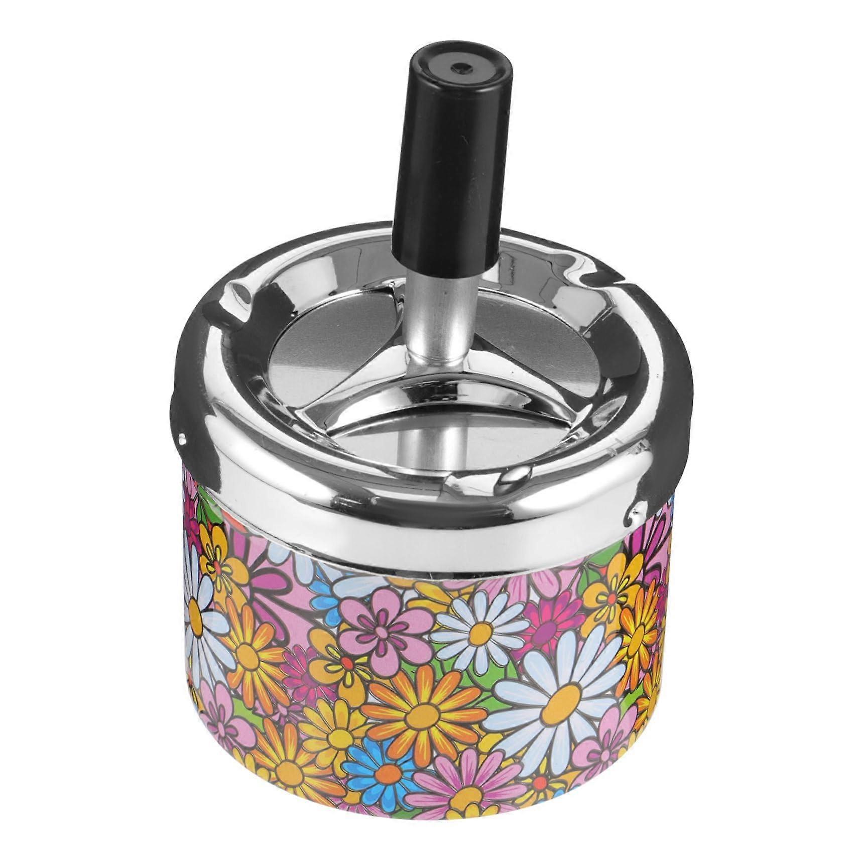 Automatic Extinguishing Ashtray Windproof Round Ashtray for Outdoor Use Elegant Tabletop with Decorative Design for Home and Travel 12.50X9.00X9.00CM