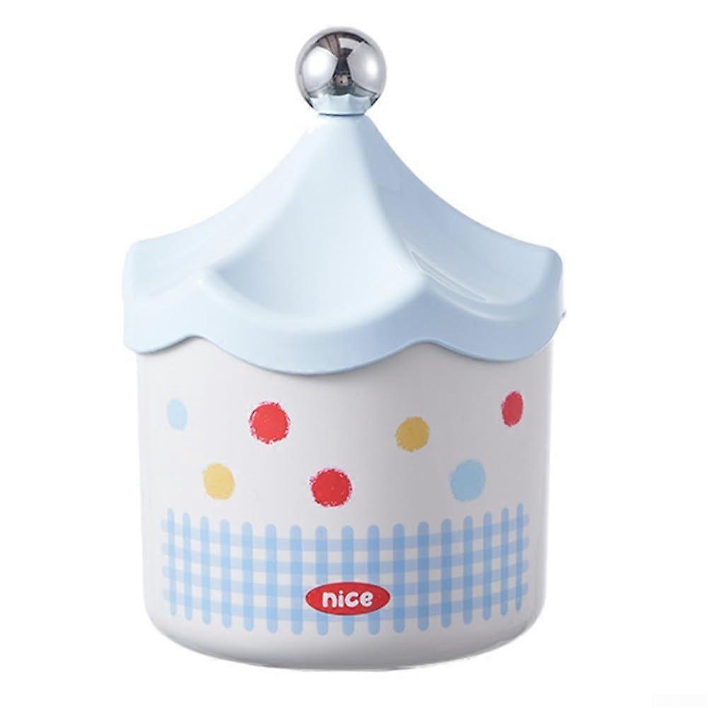 Colorful desk trash can with lid, compact storage box for organizing art supplies and small accessories, sturdy design (blue)