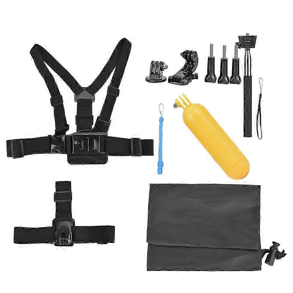 Portable 8-in-1 Action Camera Tool Set with Chest Mount Bracket Selfie Stick for AT683