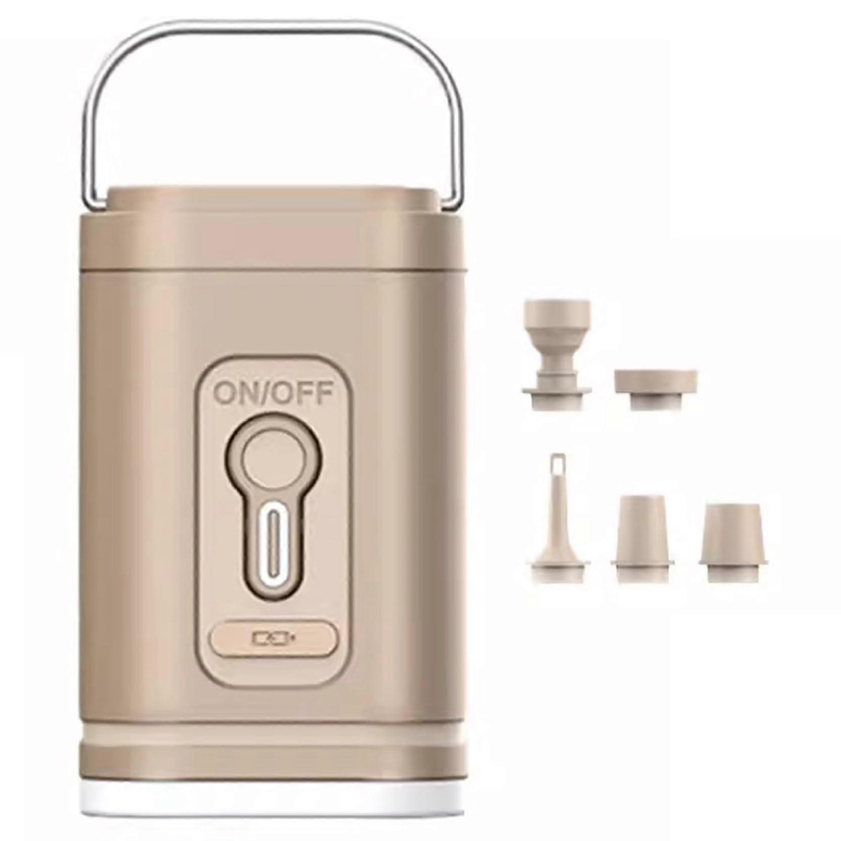 Mini Air Pump Cordless, 5-Nozzle 1200mAh Rechargeable Electric Pump With LED Light Handle For Inflatables Deflatables