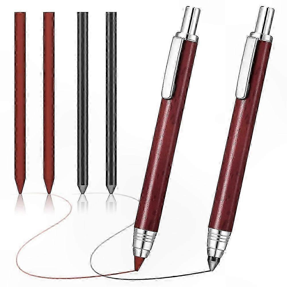 Automatic Mechanical Pencil 5.6mm with 4 Refills and Sharpener for Graphite Carpenters Tool Crafting Writing Drawing Sketching Supplies