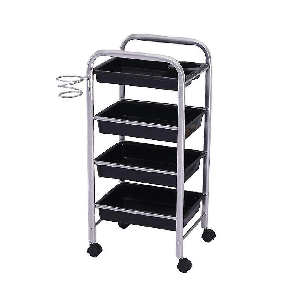 Movable Plastics Metal Frame Hand Trucks Storage Cart with 4 Drawers/Silver/37*27*82Cm