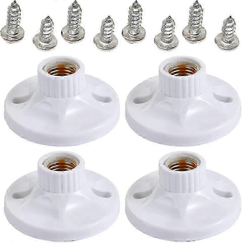 4pcs White Ceramic E27 Screw Cap Light Bulb Socket Holder for Ceiling Lamps