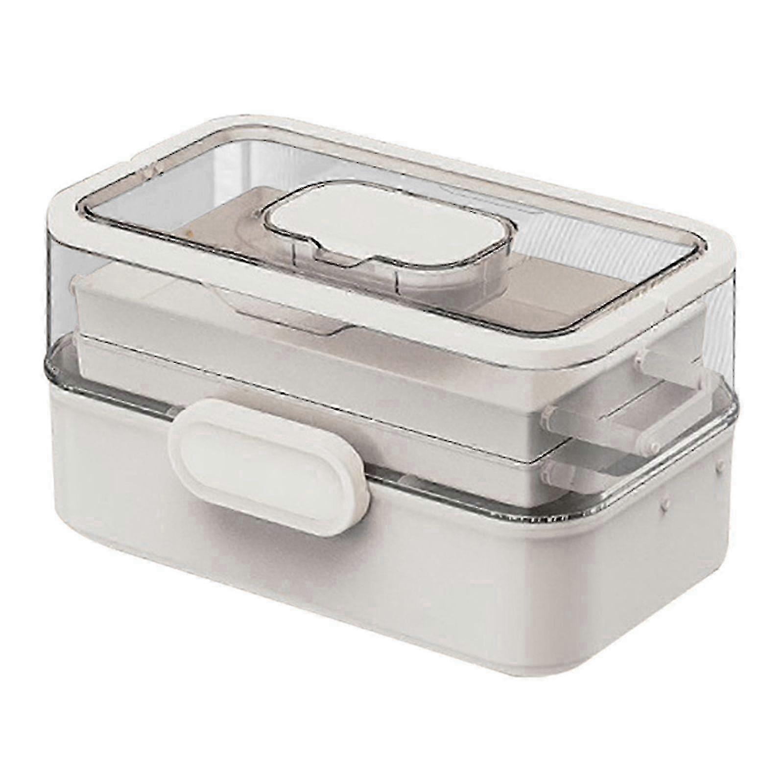 Large Plastic Medicine Organizer with Small Pillbox - Multi-Layer First Aid Storage Box for Daily Use, White Portable Design