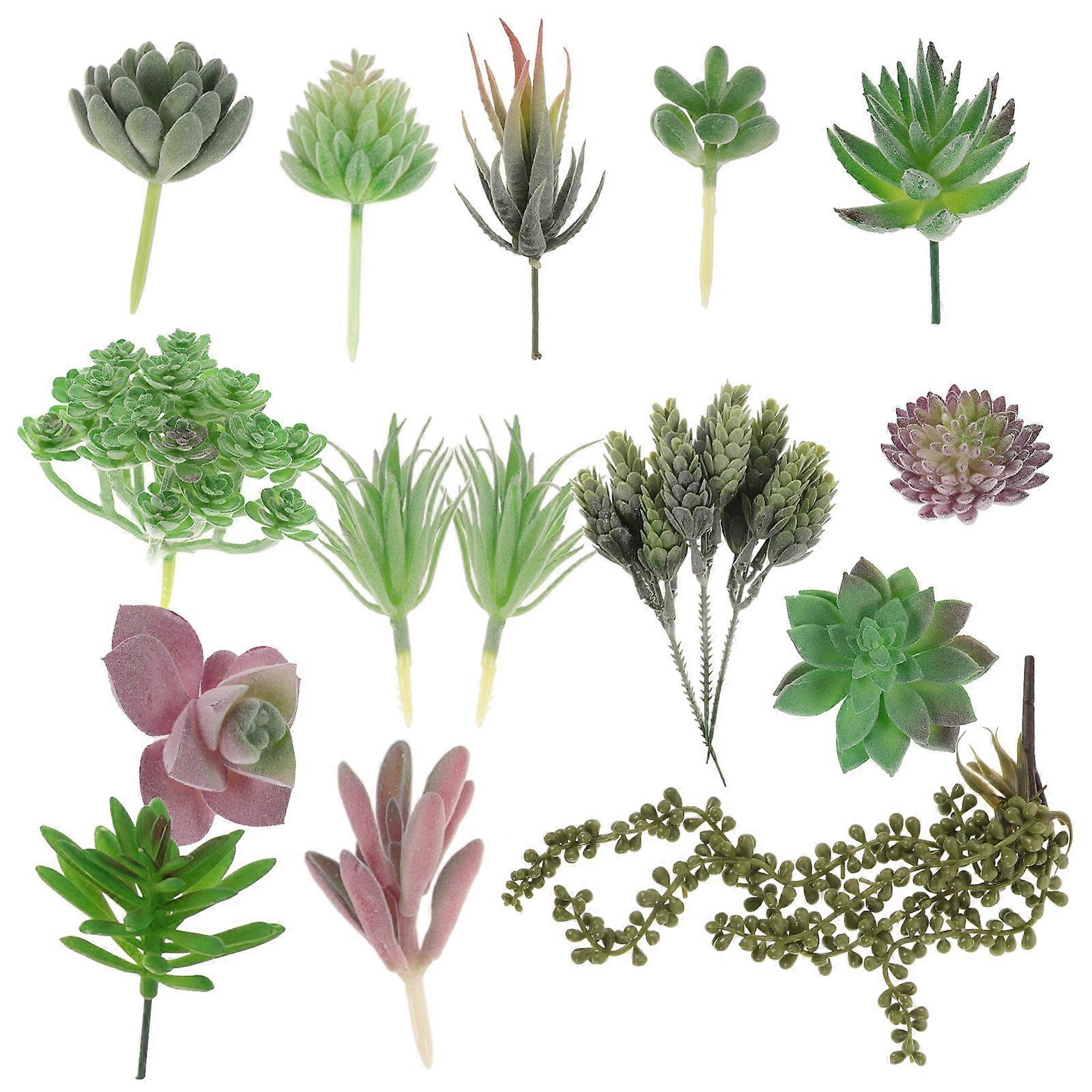 Artificial Succulents No Pot 14Pcs Multi Color PVC Craftsmanship for Decor