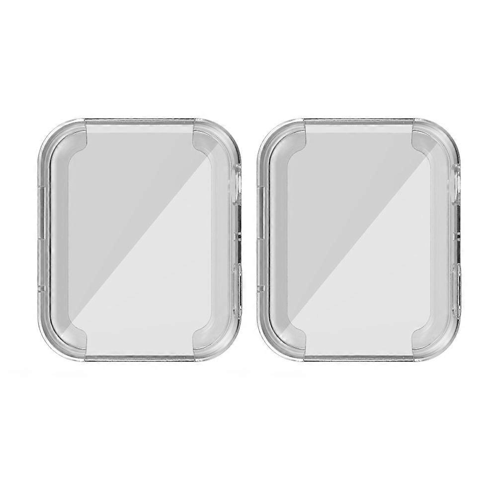 2pcs Transparent Protective Case Full Cover TPU Shell Durable Shockproof Anti-Scratch Sports Accessories Compatible for MI Smart Watch (Transparent)