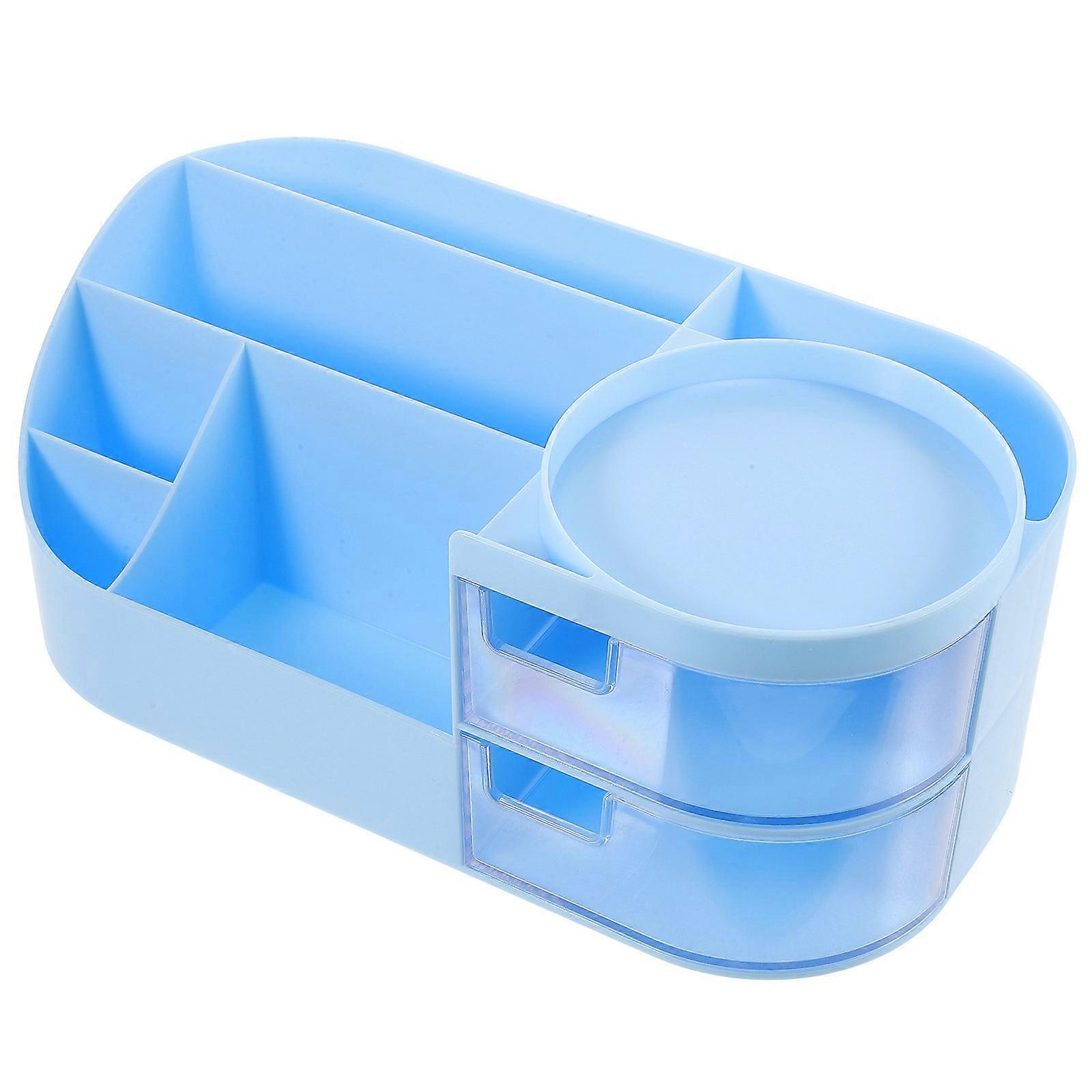 Rectangular Storage Box with Multi-Compartment Design for Kitchen Organization Blue Hips Material 1Pcs