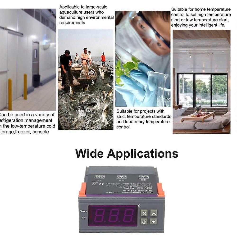 MH-1210W Intelligent Microcomputer Digital Temperature Controller High Accuracy Heating/Cooling Temperature Control Thermostat Regulator with Sensor