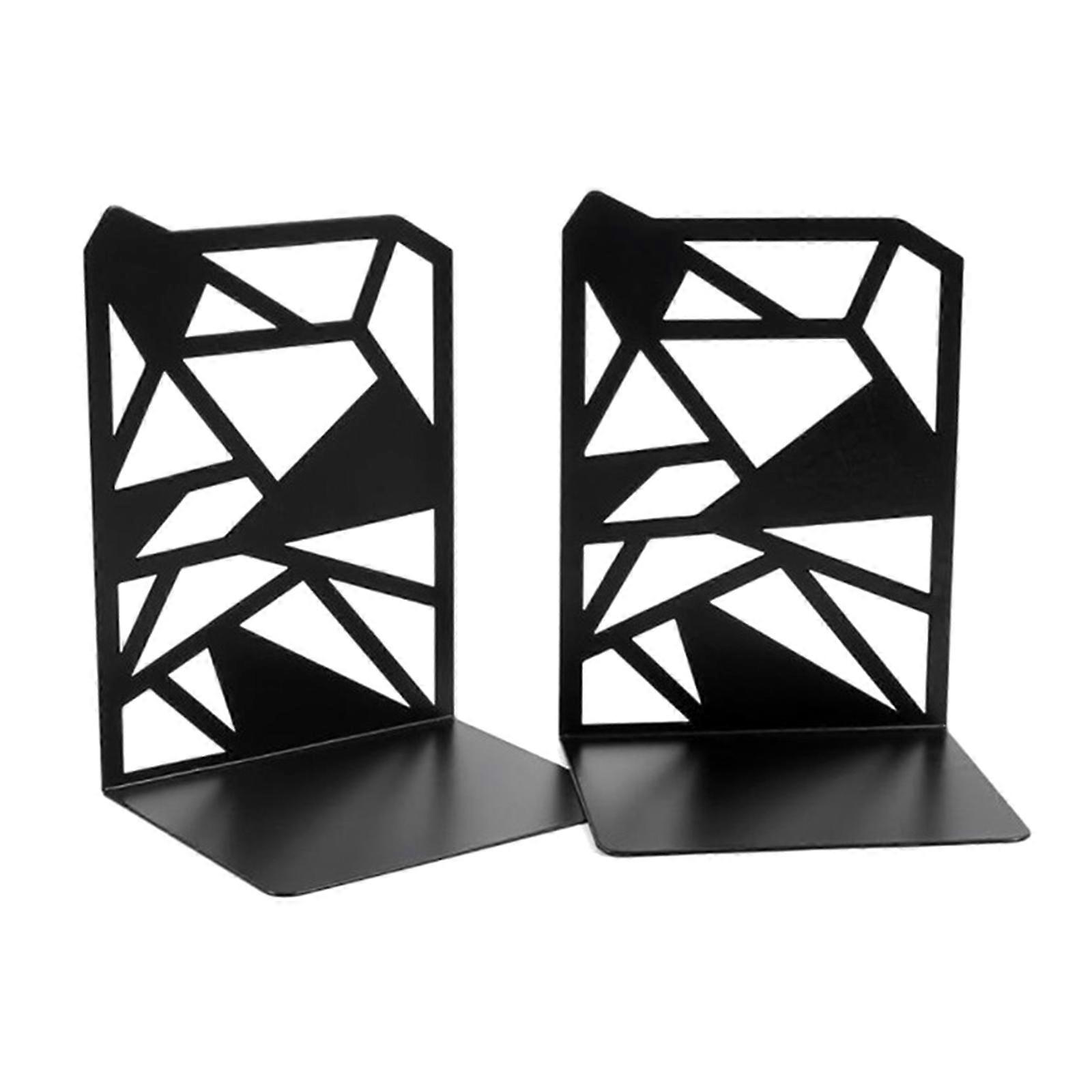 1 Pair Practical Bookends Hollow Book Support Metal Book Stands Simple Decorative Bookends for Students Multicolor