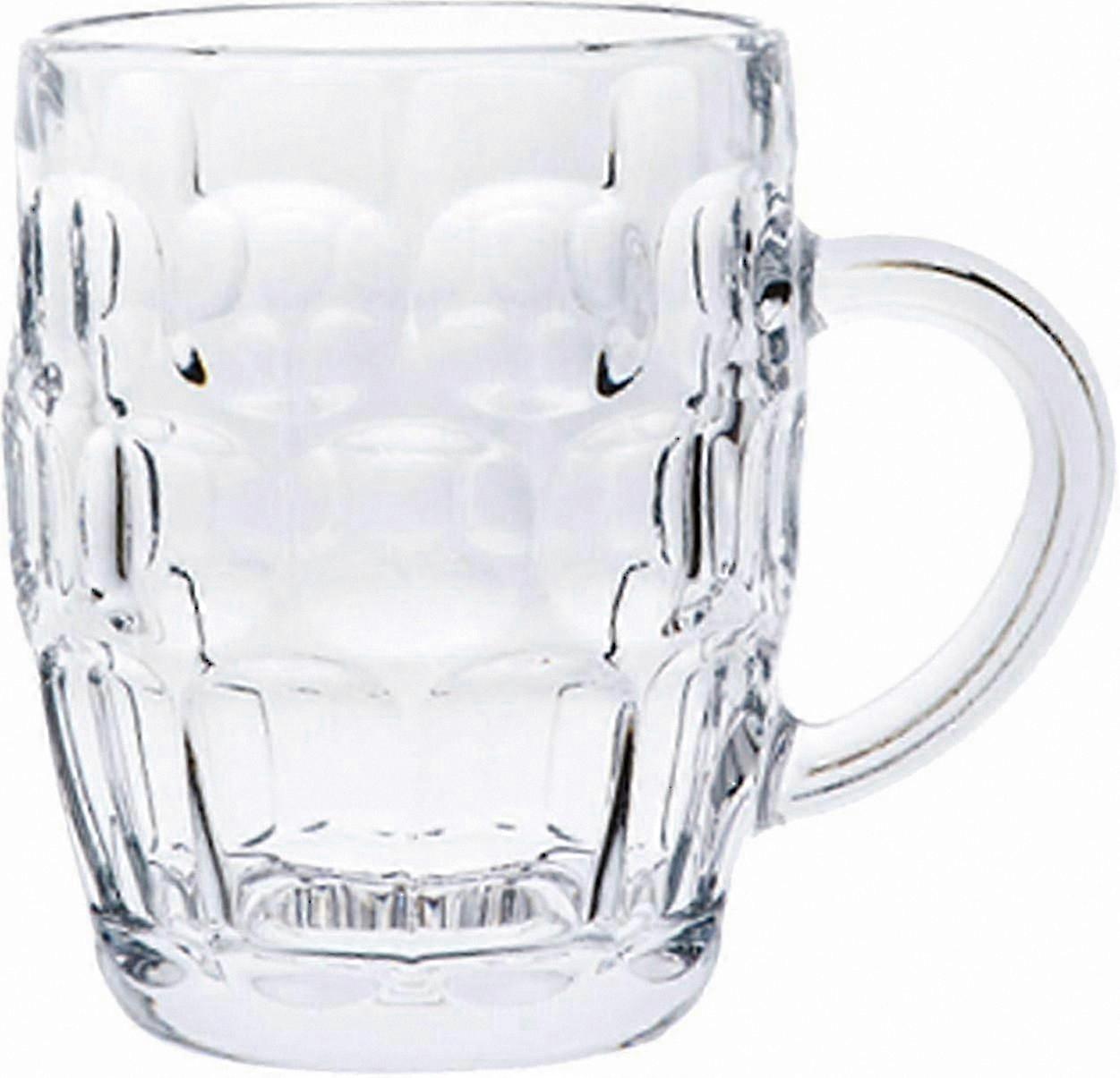 Traditional Dimpled Beer Mug with Handle - Pub Style Pint Glass for Bar Use