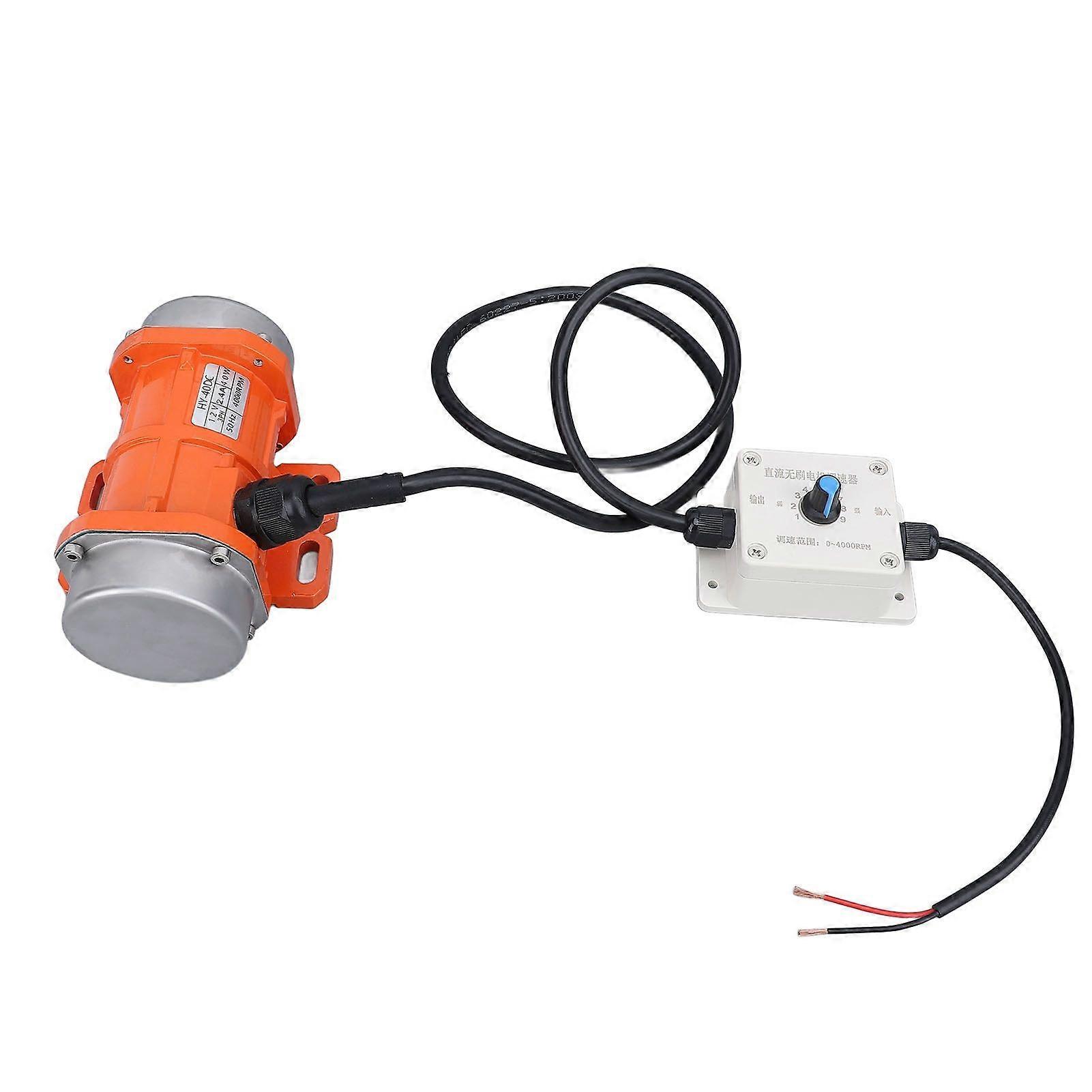 DC 12V Concrete Vibrator Motor 4000RPM Brushless Aluminum Alloy IP65 Electric Vibrating Motor with Speed Controller for Shaker 40W
