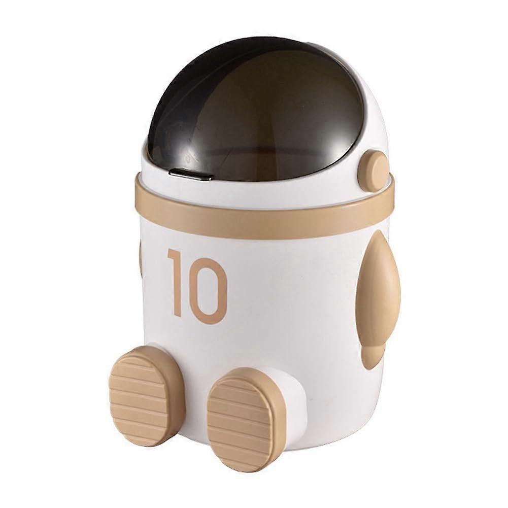 AstronautThemed Trash Can Large Capacity With Lid Khaki Color For Living Room And Bedroom Decor