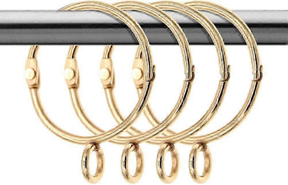 2025 UBIUO 20 Pack Openable Gold Curtain Rings Open and Close Metal Rustproof Drapery Loops with Eyelet for Hook Pins (Golden, 1.5 Inch)