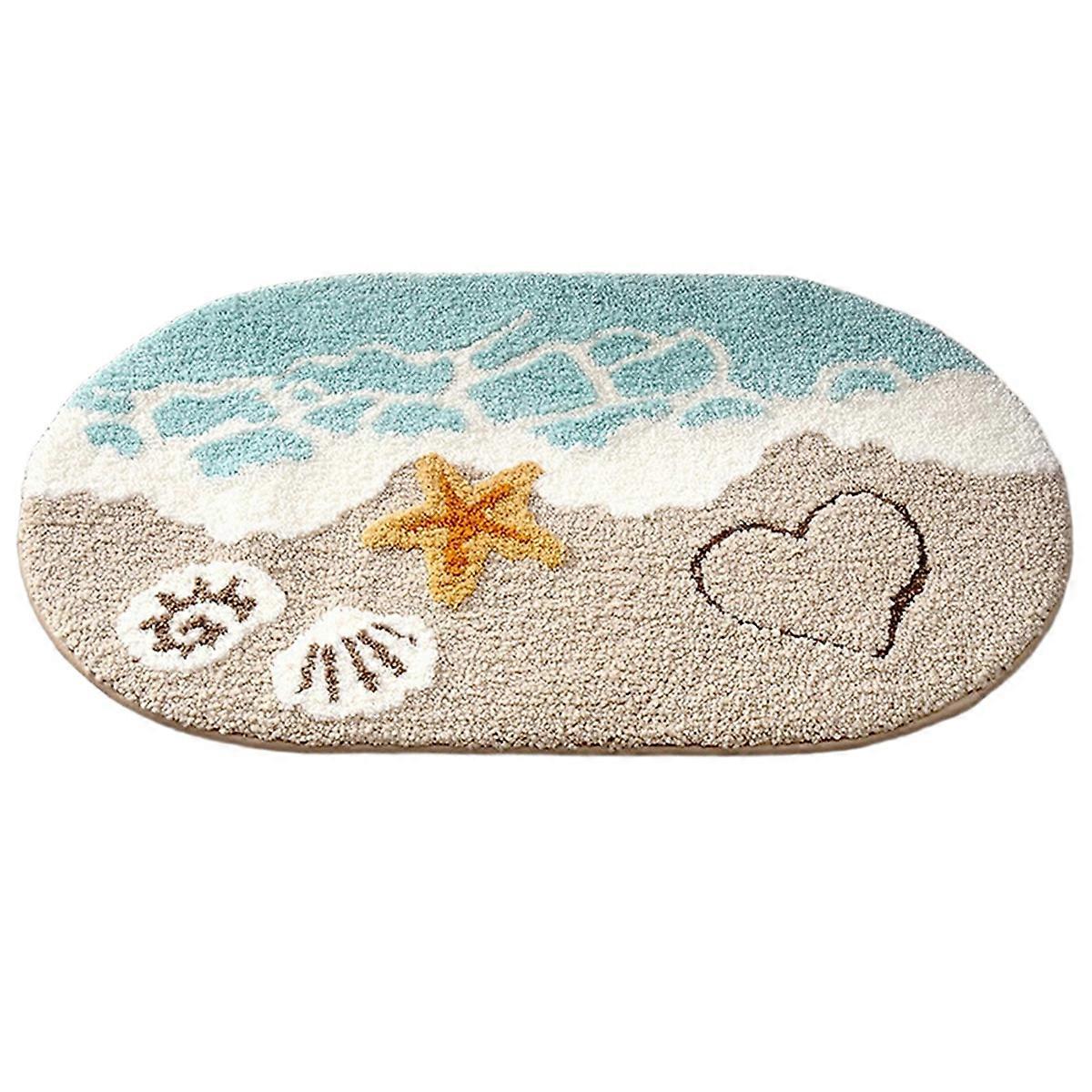 Strand Badezimmer Teppiche Küste Muschel Badematte Lustig Extra Soft Tufted Quick Dry Wave Seestern (16 x 24inch)