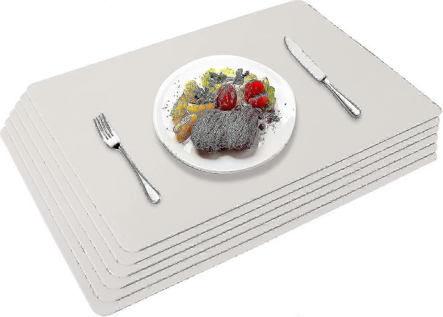 Sets de sets de table en cuir Pu de 6 tapis de table lavables sets de table imperméables 45x30cm, rouge