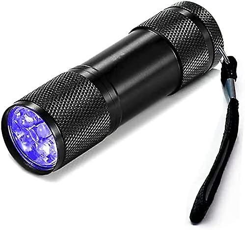 9 LEDs Mini Flashlights,  365nm Black Handheld Flashlight with Lanyard for Camping, Running, Emergency, Pets Urine and Stains, Batteries Not Included 