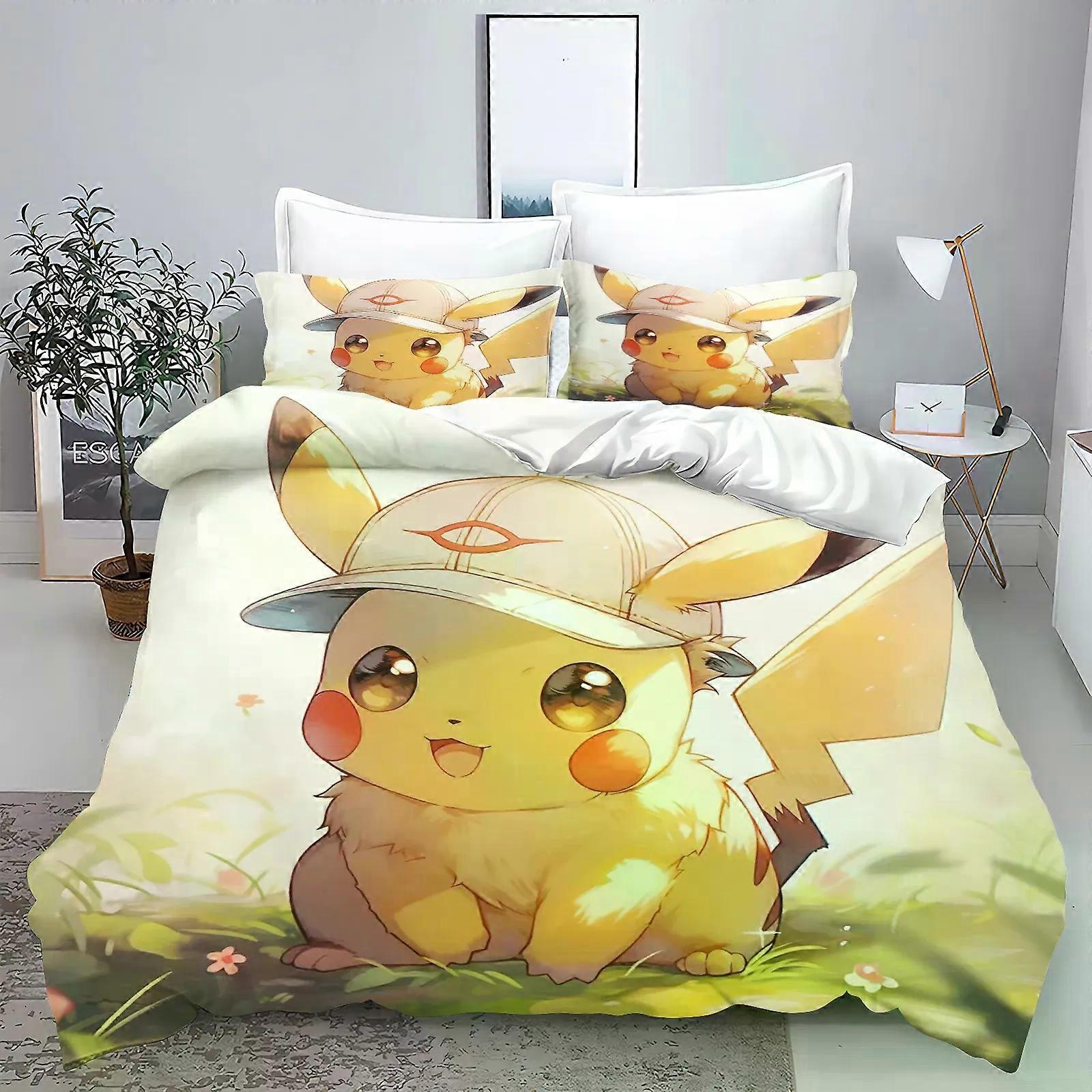 TE2994 Pika-chu Duvet Cover Set Universal, Suitable For Children And Adults Bedding Comforter Sets King Size Double