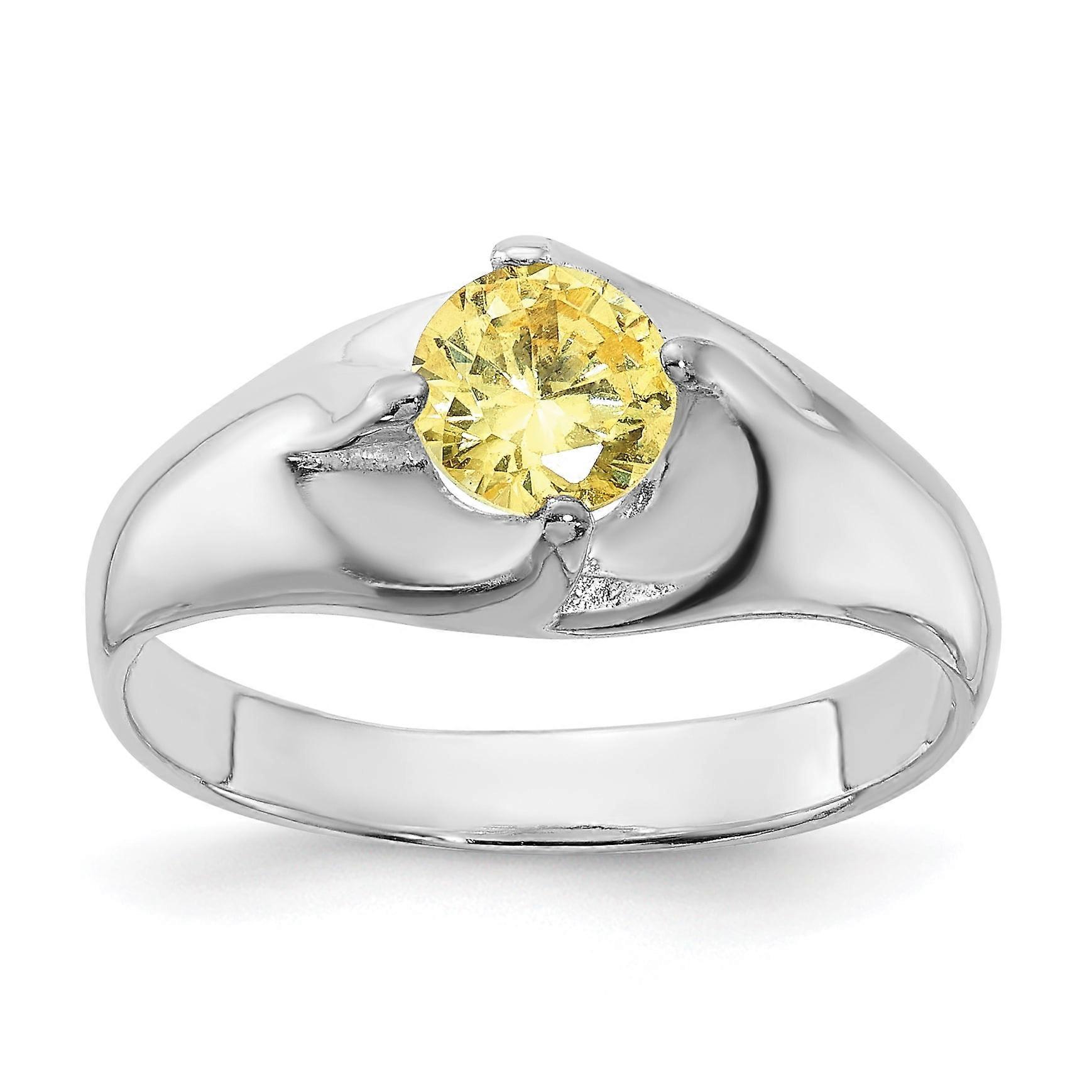 Sterling Silver Yellow Round CZ Ring QR4349