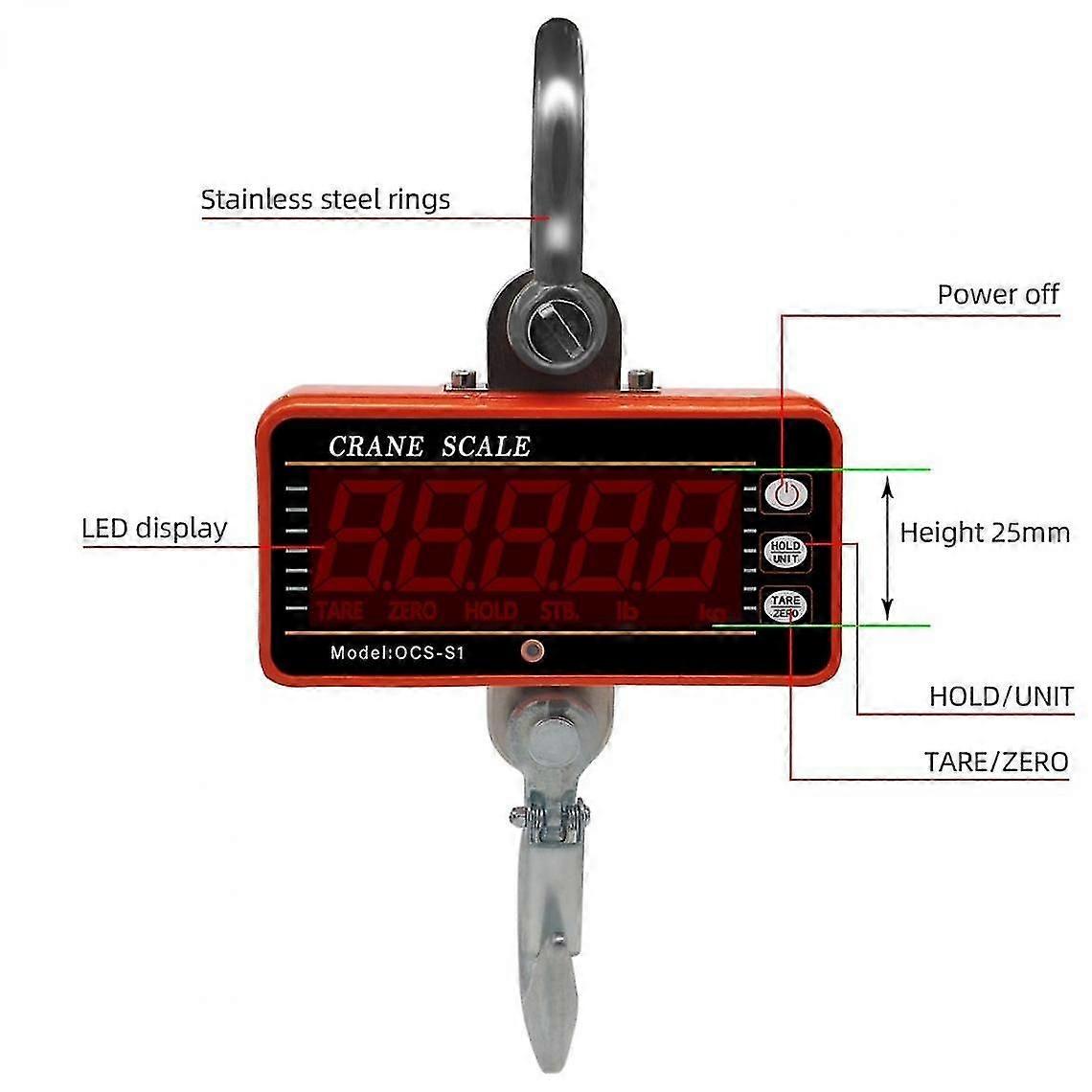 1000kg Electronic Weighing Industry Heavy Hook Scale(silver)
