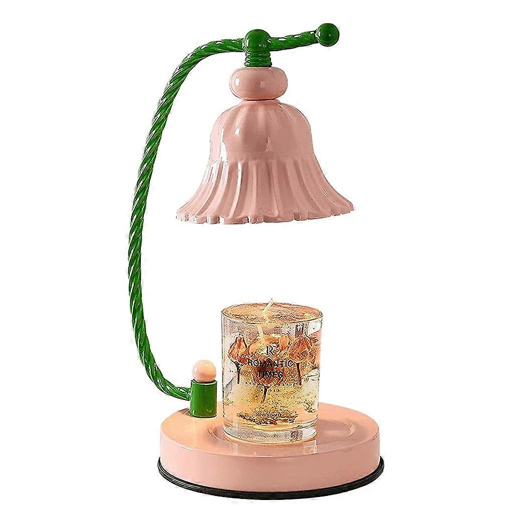 Delicate Candle Lamp with Timer - Electric Candle Warmer in Pink Lily Flower Shade, Adjustable Light for Home Decor
