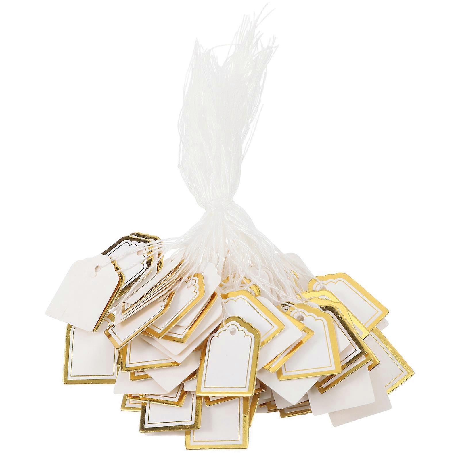 Golden Writable Blank Paper Tags for Jewelry Labeling 500Pcs Hanging String