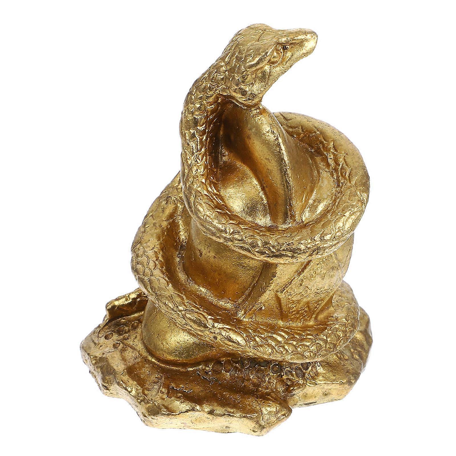 Golden Copper Snake Decor for Decoration with 5Pcs Desktop Snake Artifacts