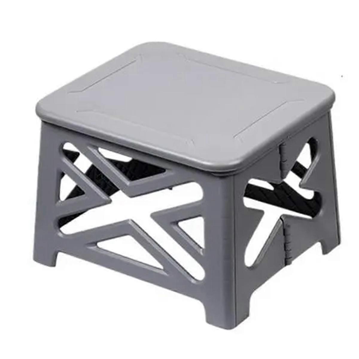 Portable Folding Toilet with Lid Multifunctional Truck Toilet for Camping Travel Grey