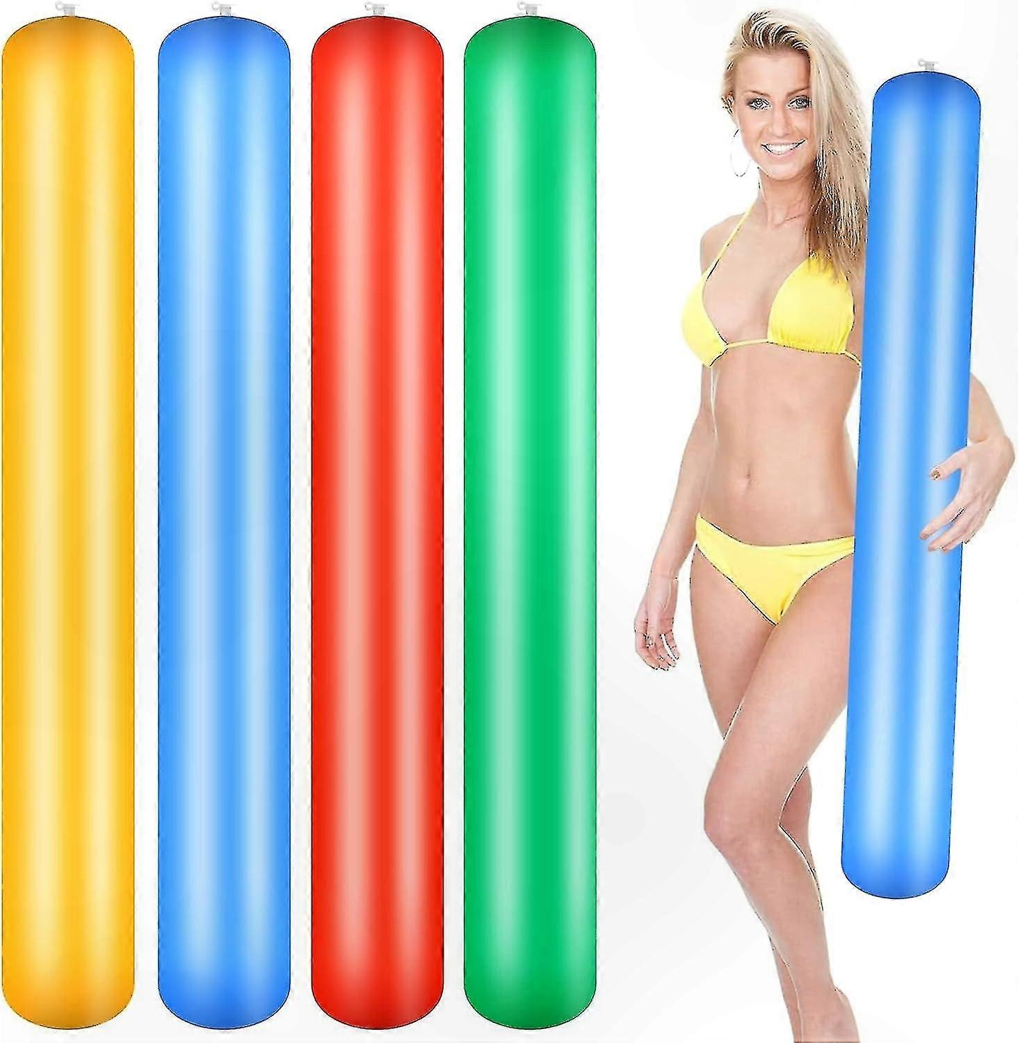 4-Pack 105cm Inflatable PVC Sticks for Water Games, Pool & Beach Fun for All Ages