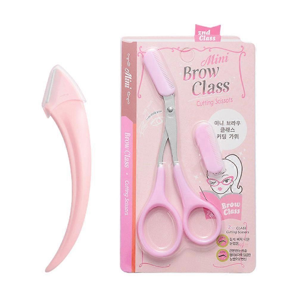 Pink Eyebrow Trimmer Set Lightweight Portable Comb and Trim Eyebrows Eyelashes