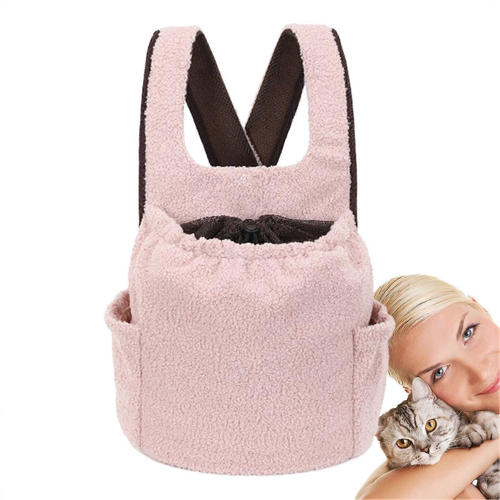 Dog Chest Carrier Bag Pet Carrier Bag Front Chest Carrier Cat Backpack Pink With Side Pockets For Cats