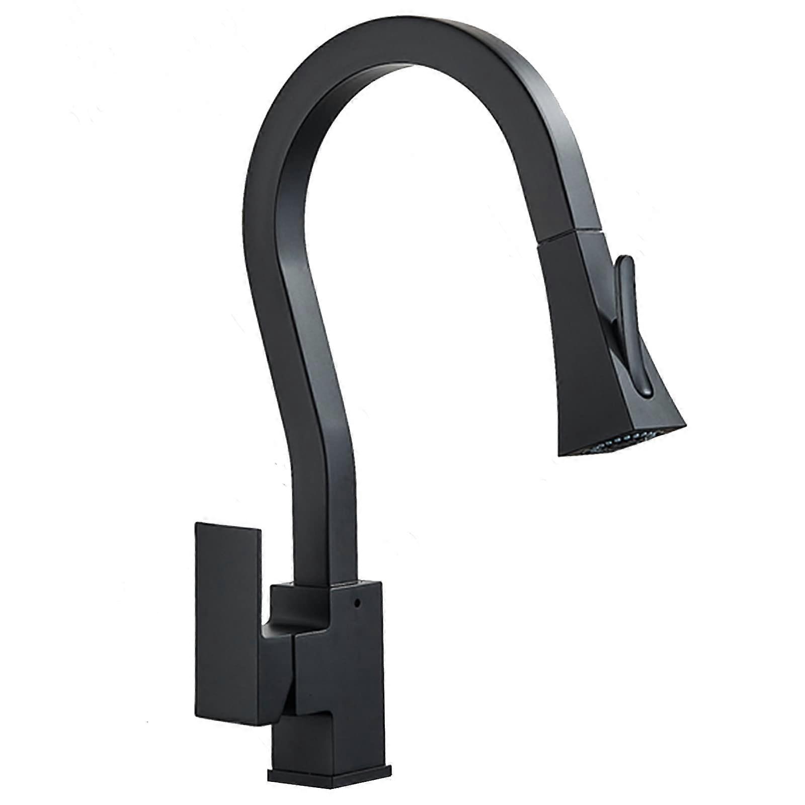 Kitchen Faucet With PullDown Sprayer Brass Matte Black 360 Degree Swivel Single Handle Extendable DualMode